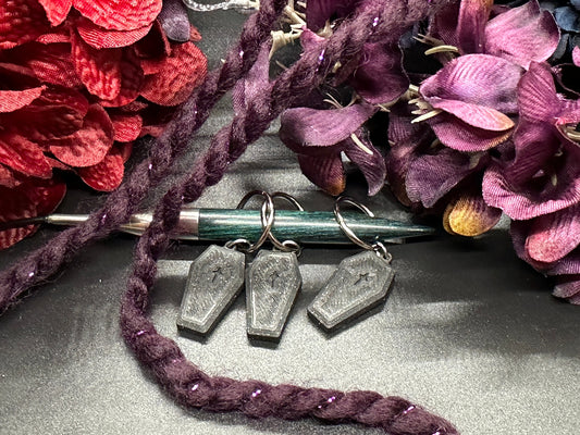 Coffin Stitch Marker Set for Knitting and Crochet, Place Keepers, Charm Bracelet, Keychain