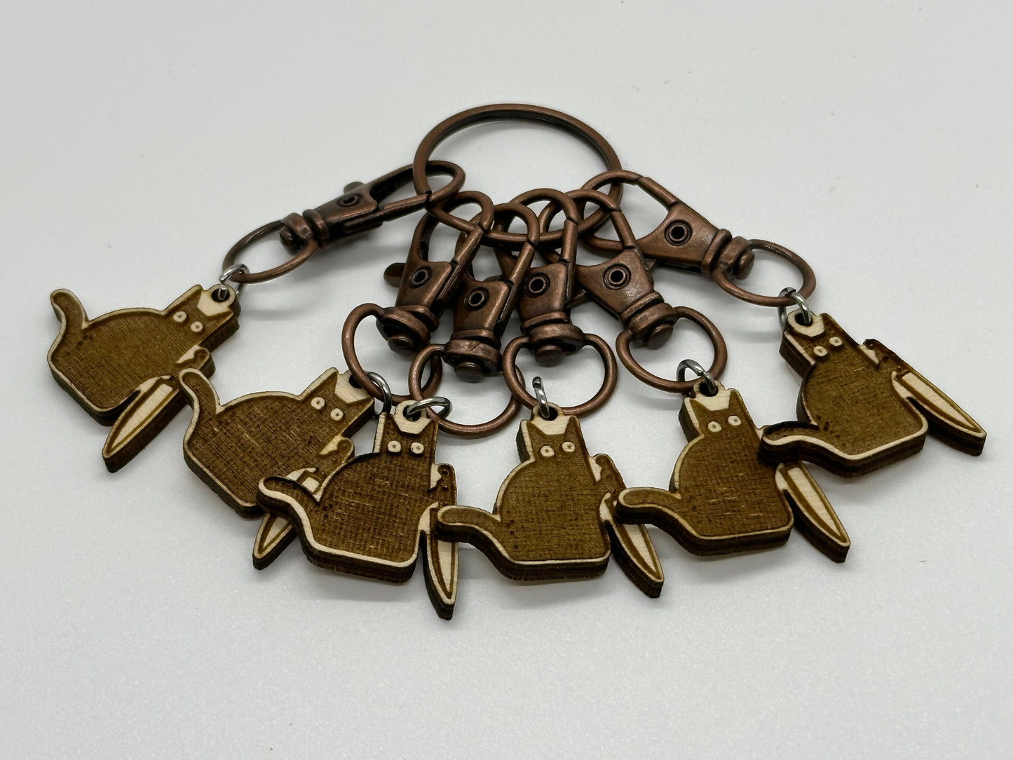 Kitty with Hostile Intent Stitch Marker Set for Knitting and Crochet, Place Keepers, Charm Bracelet, Keychain