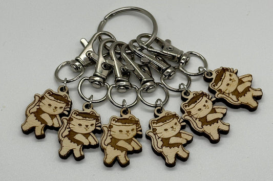 Frankenkitty Stitch Marker Set for Knitting and Crochet, Place Keepers, Charm Bracelet, Keychain Obscurious Creations