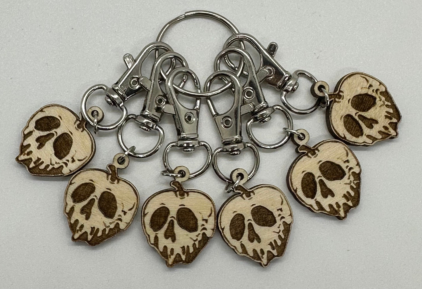 Spooky Apple Stitch Marker Set for Knitting and Crochet, Place Keepers, Charm Bracelet, Keychain Obscurious Creations