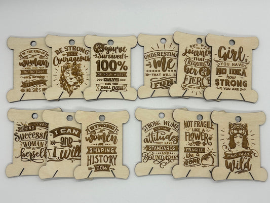 Wooden Bobbins - Female Power Floss Organization - Embroidery, Cross Stitch, Needlepoint - Sewing Storage