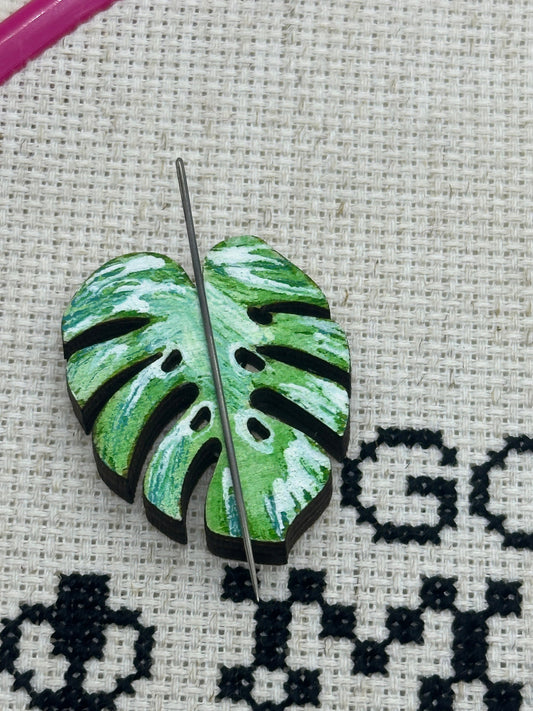 Monstera Leaf  Needle Minder - Embroidery | Cross Stitch | Needlepoint | Sewing