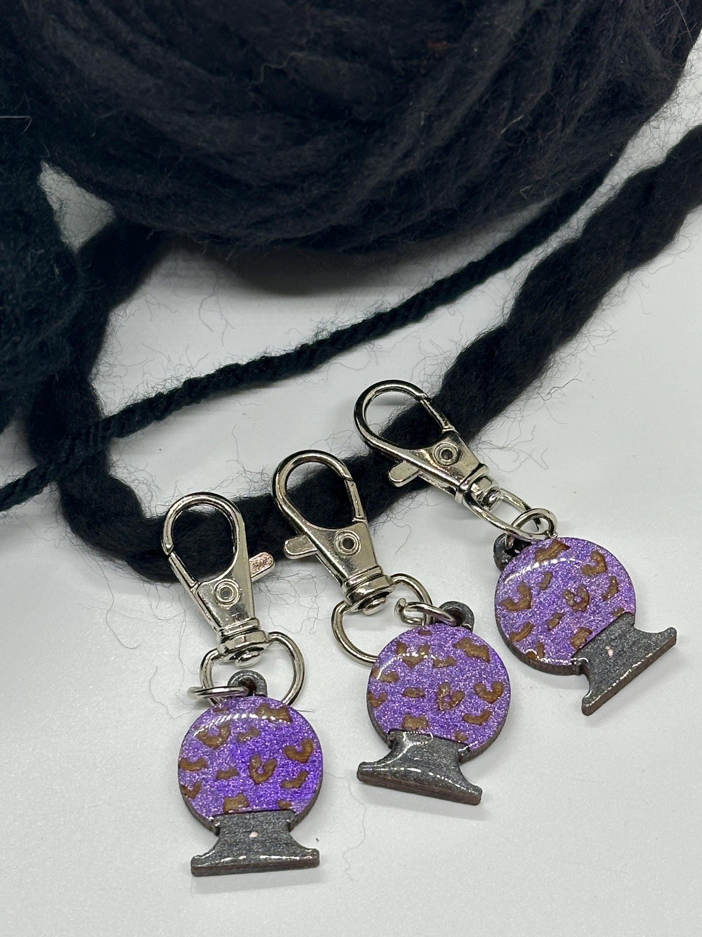 Crystal Ball Stitch Marker Set for Knitting and Crochet, Place Keepers, Charm Bracelet, Keychain Obscurious Creations