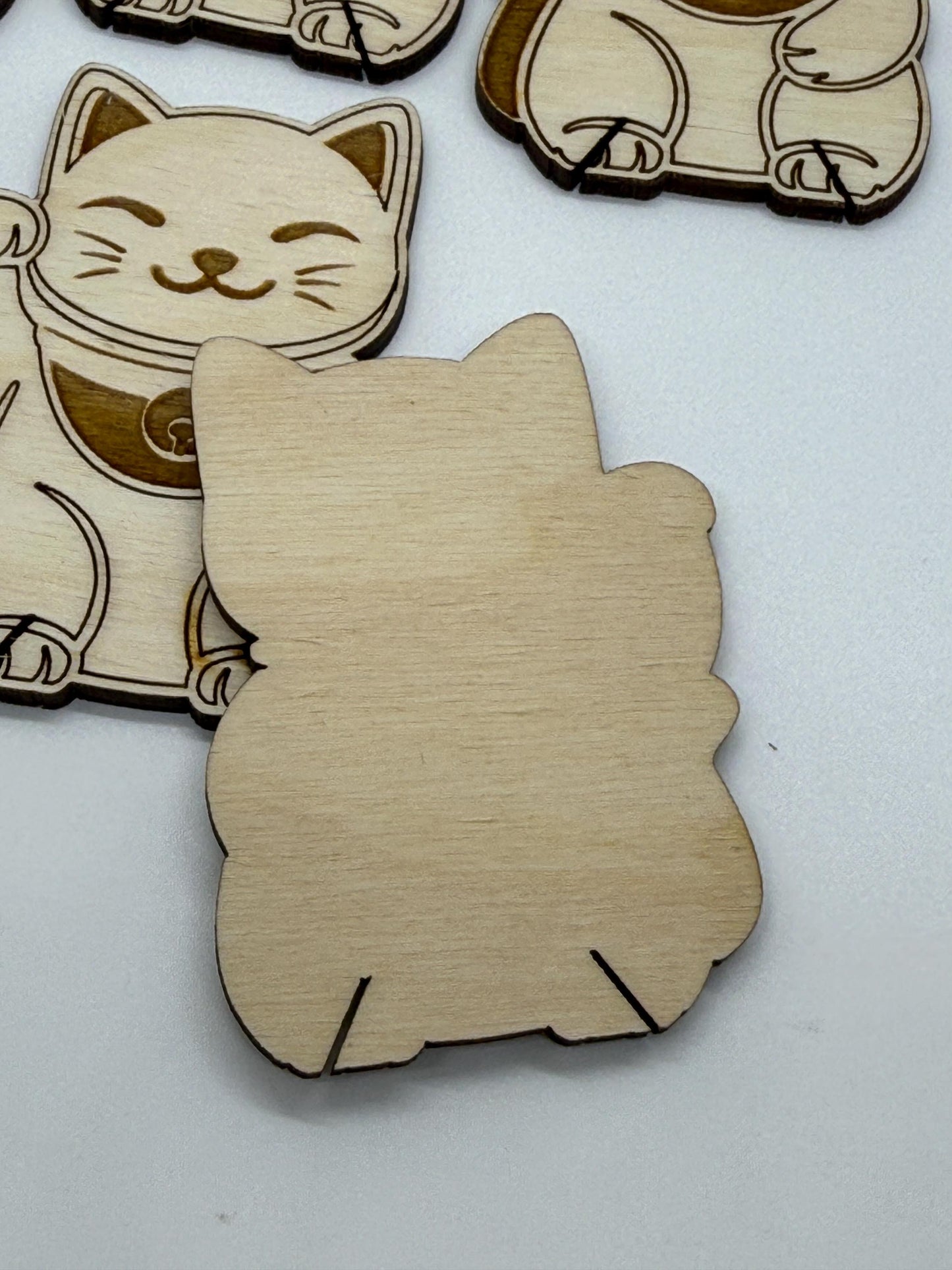 Lucky Cat -Wooden Bobbins, Floss Organizer - Embroidery, Cross Stitch, Needlepoint - Sewing Storage