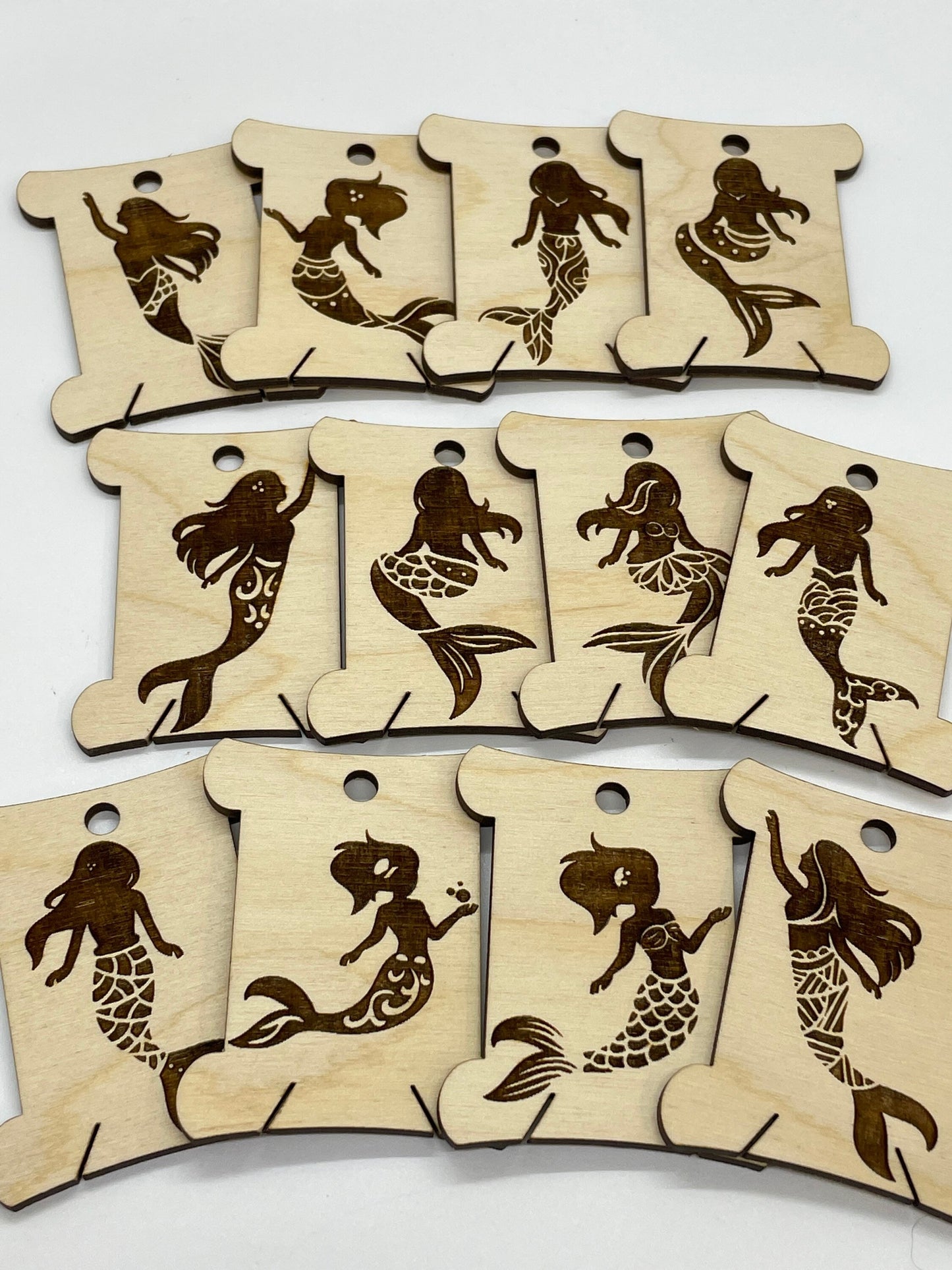 Wooden Mermaid Floss Bobbin - Thread Organizer - Embroidery | Cross Stitch | Needlepoint | Crewel