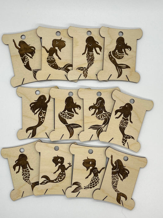 Wooden Mermaid Floss Bobbin - Thread Organizer - Embroidery | Cross Stitch | Needlepoint | Crewel