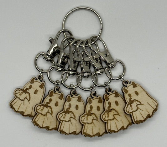 Ghost Stitch Marker Set for Knitting and Crochet, Place Keepers, Charm Bracelet, Keychain