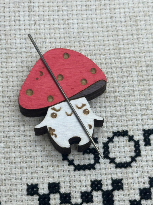 Friendly Mushroom Creature Needle Minder - Embroidery | Cross Stitch | Needlepoint | Sewing