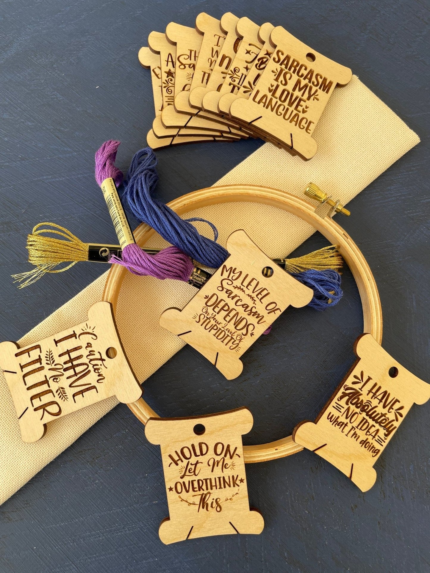 Sarcastic Sayings Floss Bobbin - Thread Organizer - Embroidery | Cross Stitch | Needlepoint | Crewel - Obscurious Creations