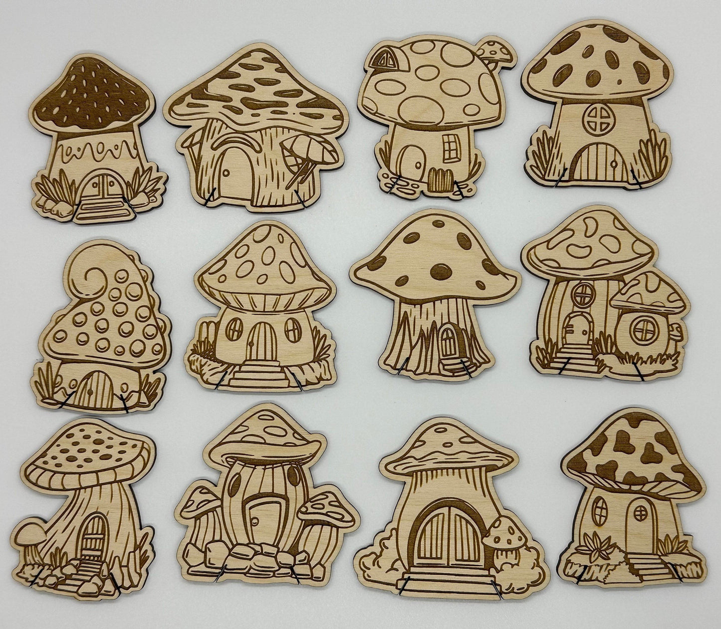 Wooden Mushroom House Floss Bobbin - Thread Organizer - Embroidery | Cross Stitch | Needlepoint | Crewel